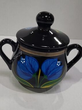 Oaxaca Flower Hand Painted Sugar Bowl With Lid Ceramic Pottery Made In Mexico